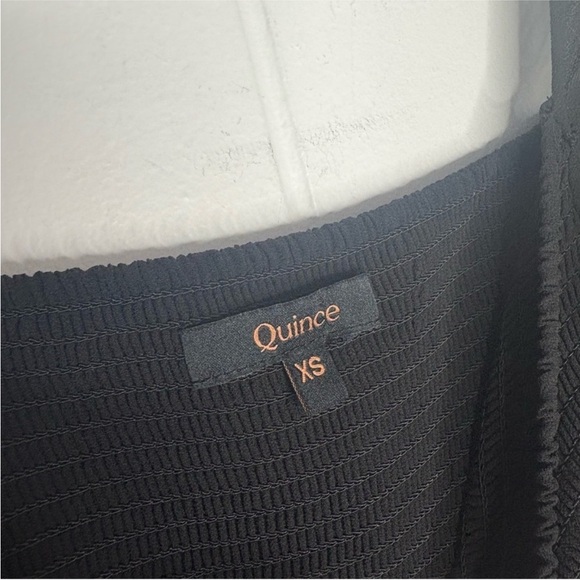 Quince Chiffon Smocked Mini Dress In Black Long Sleeve Goth Women’s Size XS - Picture 5 of 8